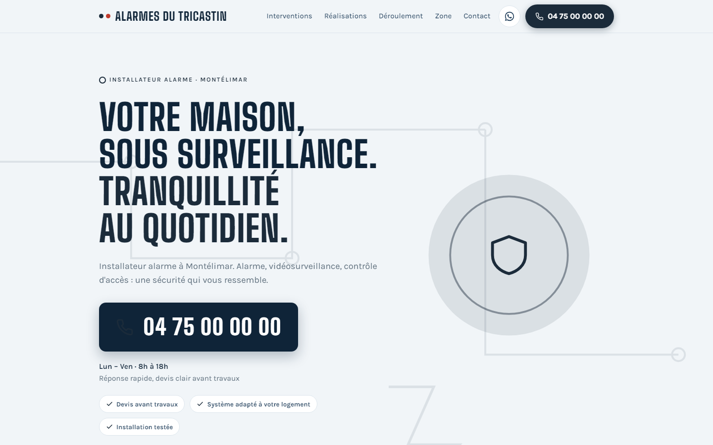 Maquette de site pour un alarme & vidéosurveillance