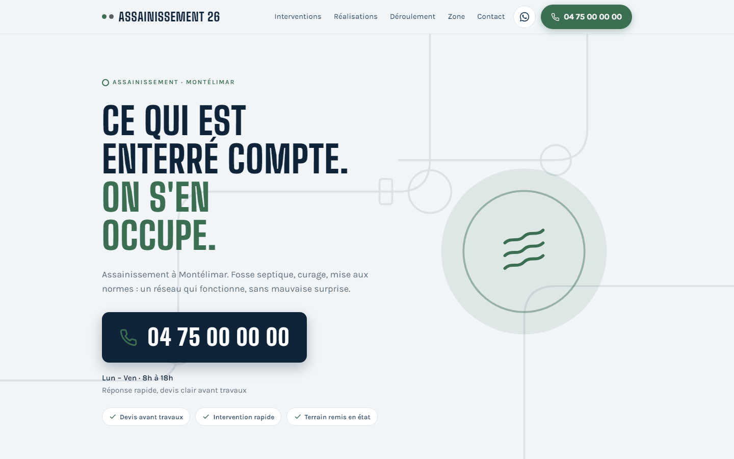 Maquette de site pour un assainissement