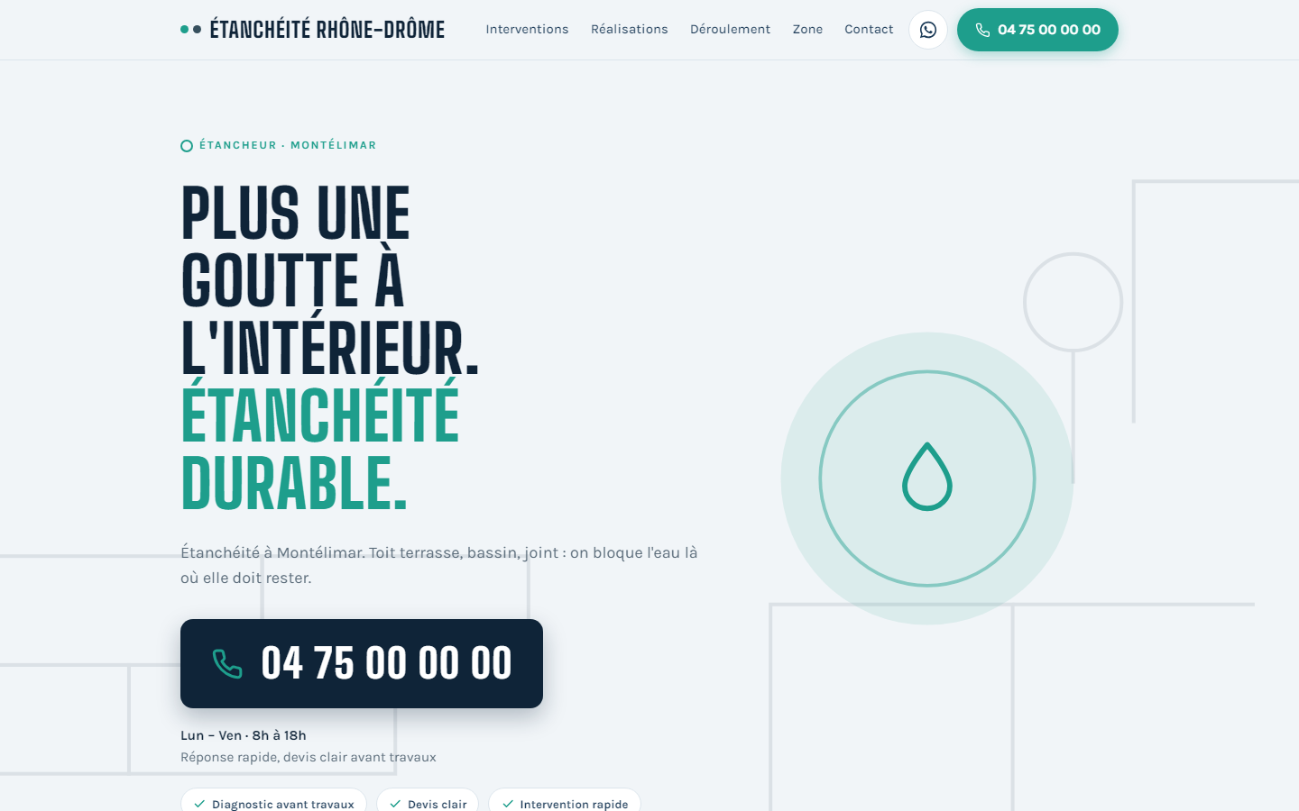 Maquette de site pour un étancheur