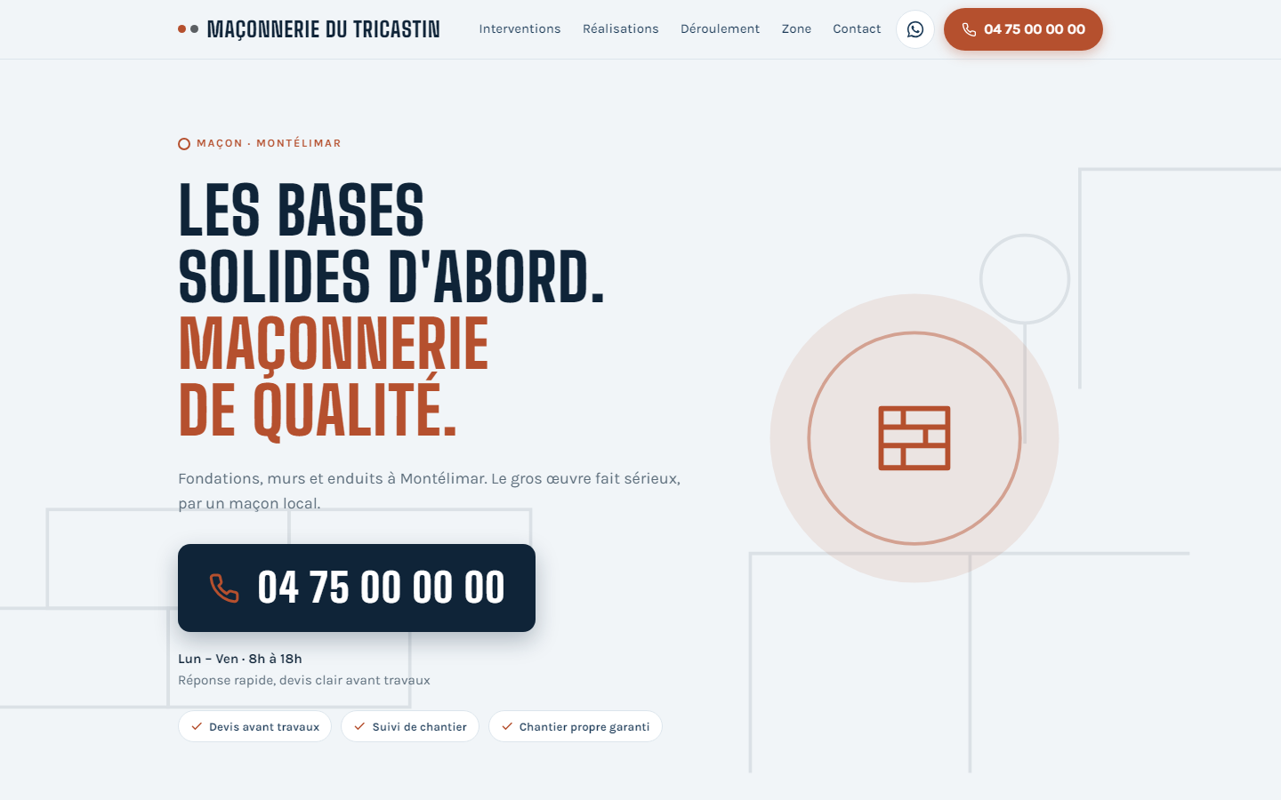 Maquette de site pour un maçon