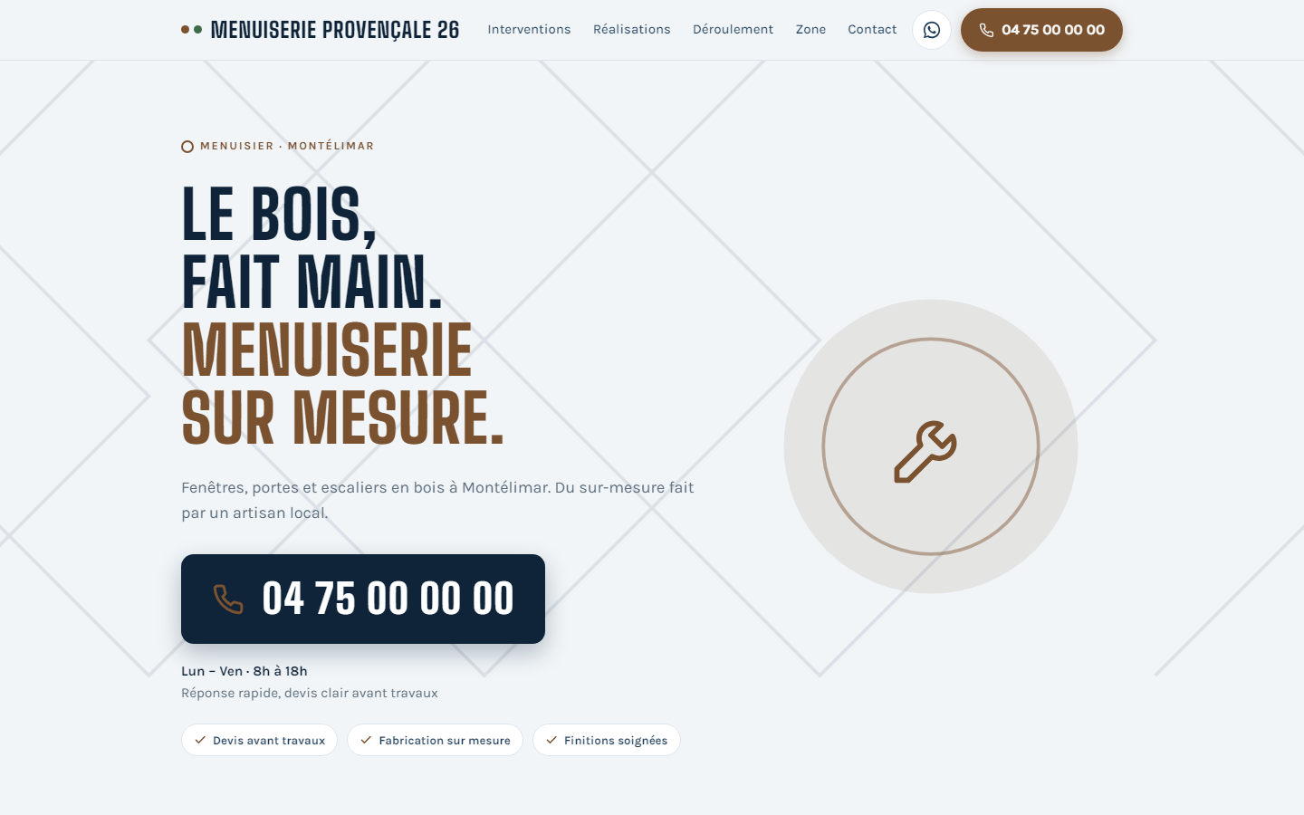 Maquette de site pour un menuisier