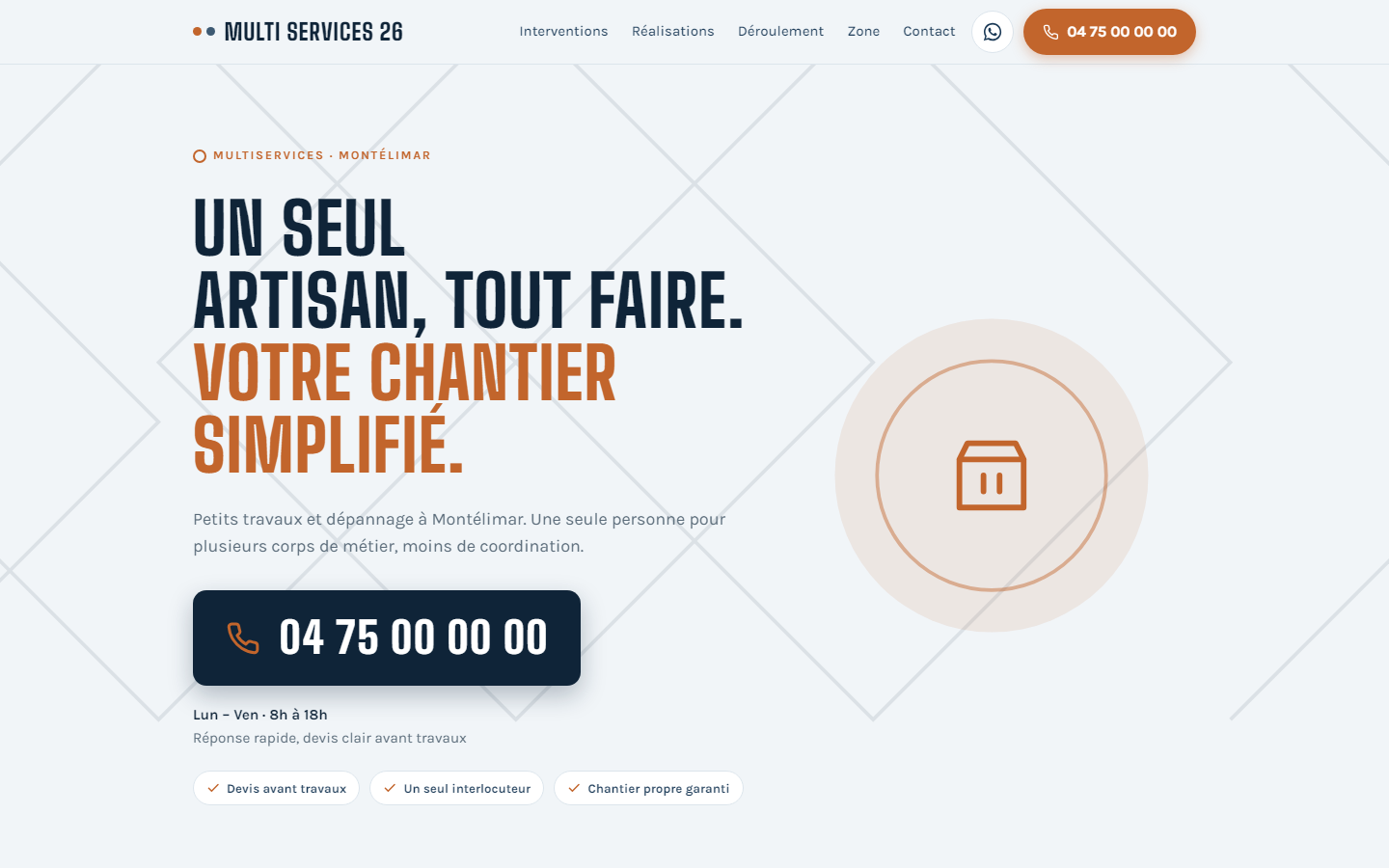Maquette de site pour un multiservices / tous corps d'état