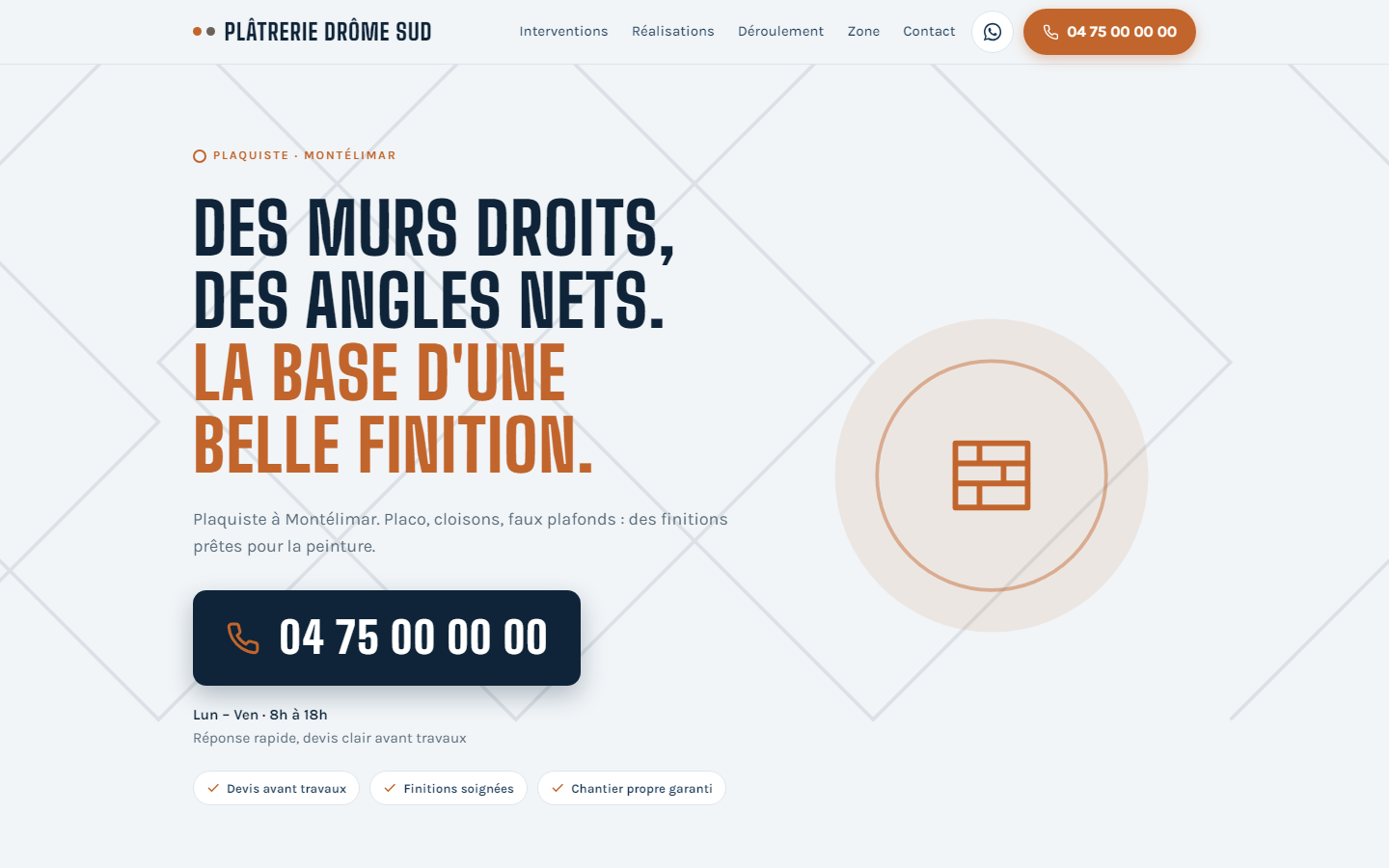Maquette de site pour un plaquiste