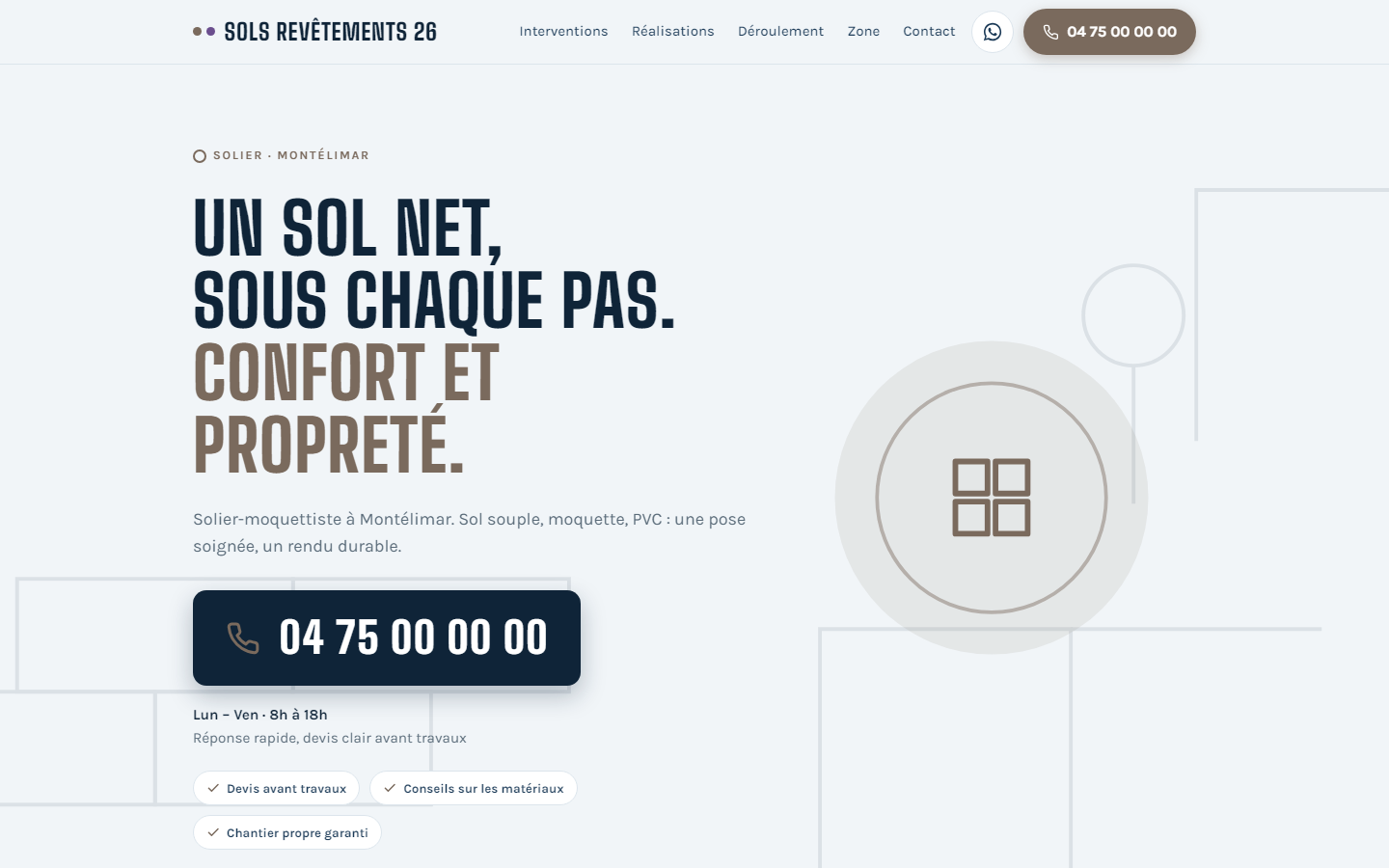 Maquette de site pour un solier