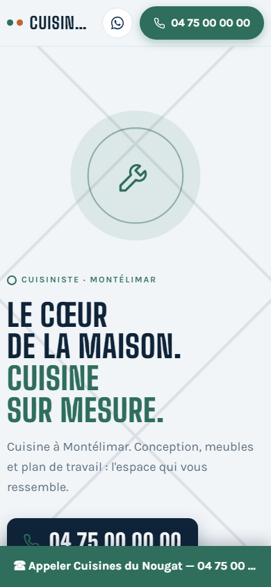 Maquette Tillap pour un cuisiniste, version mobile